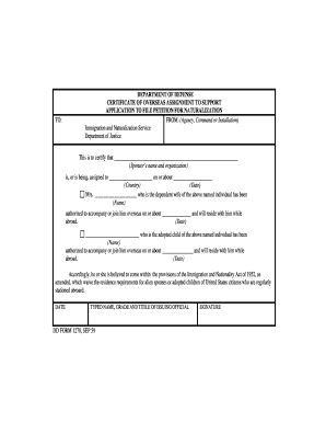 Certificate of Overseas Assignment for Naturalization
