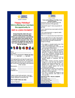 Skip a Loan Payment Program Terms and Conditions