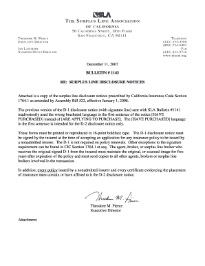 California Surplus Line Disclosure Notice