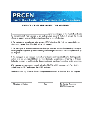 UNDERGRADUATE RESEARCH FELLOW AGREEMENT - prcen upr