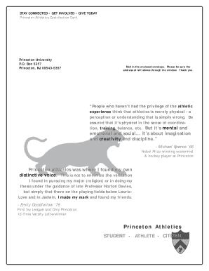 Princeton Athletics Contribution Card