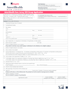 AmeriHealth New Jersey Small Group Application