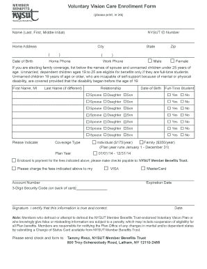 NYSUT Voluntary Vision Care Enrollment Form