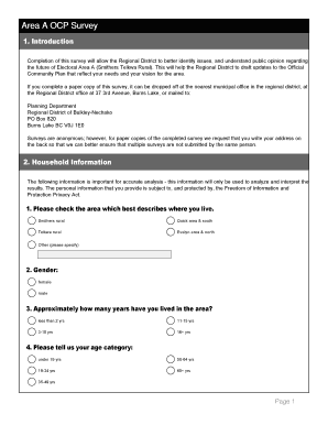 Area A Official Community Plan Survey