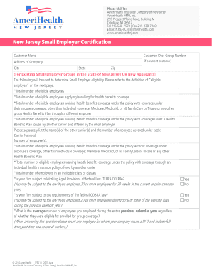 New Jersey Small Employer Certification