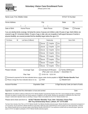 Voluntary Vision Care Enrollment Form