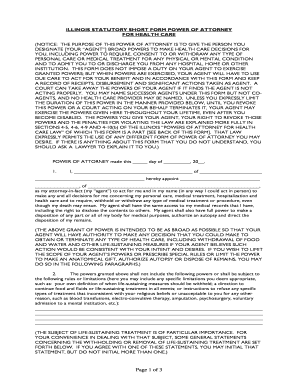 Illinois Statutory Short Form Power of Attorney for Health Care