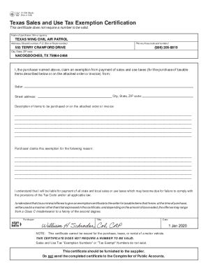 Texas Sales and Use Tax Exemption Certification