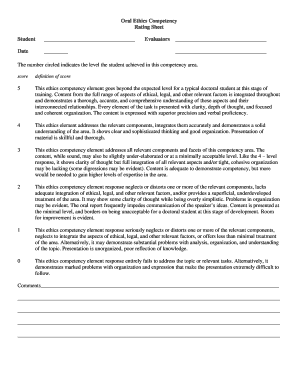 Oral Ethics Competency Rating Sheet