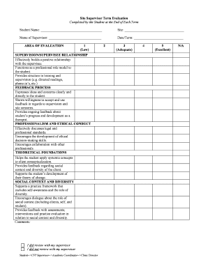 Site Supervisor Term Evaluation Form