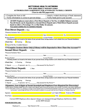 Kettering Health Network Direct Deposit Form