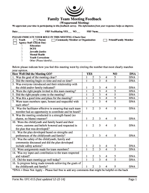 Family Team Meeting Feedback Form