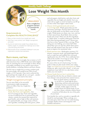 Monthly Health Challenge Weight Loss Program