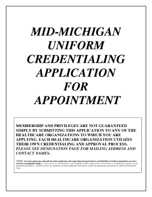 Mid-Michigan Uniform Credentialing Application