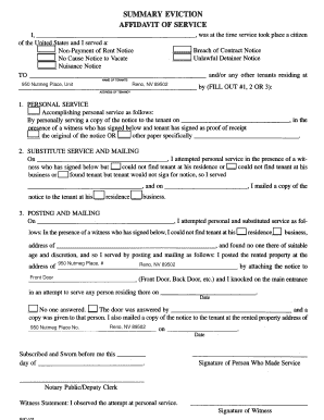 Nevada Eviction Affidavit of Service