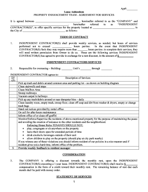 Property Enhancement Team Lease Addendum