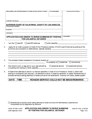 California Unlawful Detainer Summons Posting Application