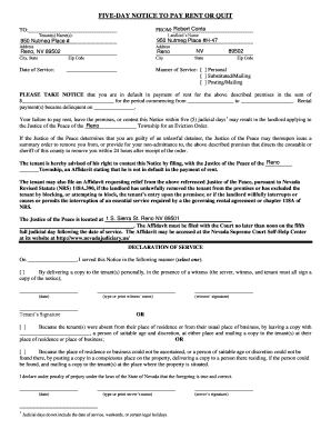 Five-Day Notice to Pay Rent or Quit