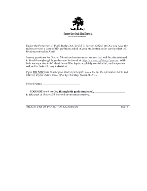 Parent Opt-Out Form for School Environment Survey