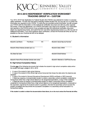 2014–2015 Independent Verification Worksheet