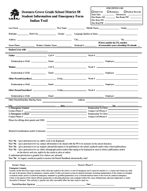 Student Information and Emergency Form