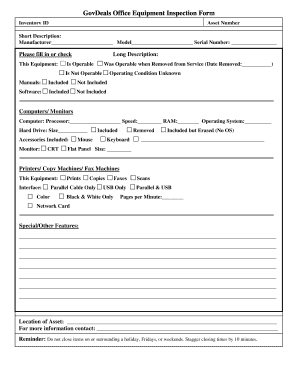 GovDeals Office Equipment Inspection Form