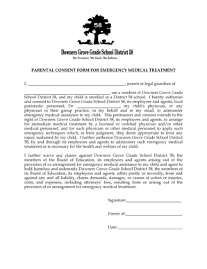 Parental Consent Form for Emergency Medical Treatment