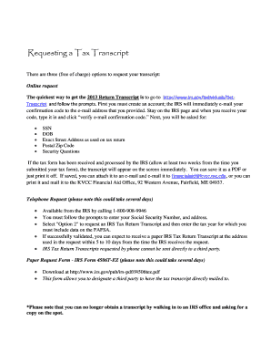 Requesting a Tax Transcript