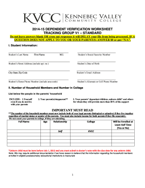 2014-15 Dependent Verification Worksheet