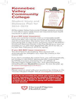 Kennebec Valley Community College Health Insurance Waiver