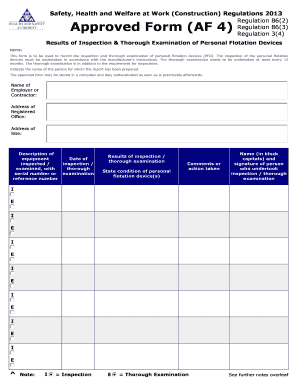Personal Flotation Device Inspection Form