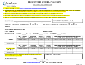 Prerequisite Registration Form