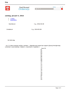 Single Day Calendar Template