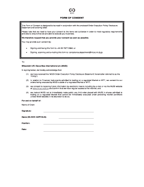 Mitsubishi UFJ Securities Consent Form