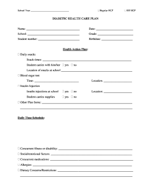 Diabetic Health Care Plan