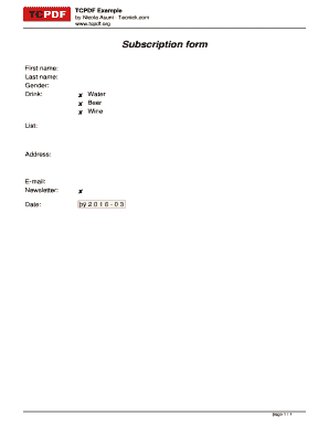 Subscription Form Template