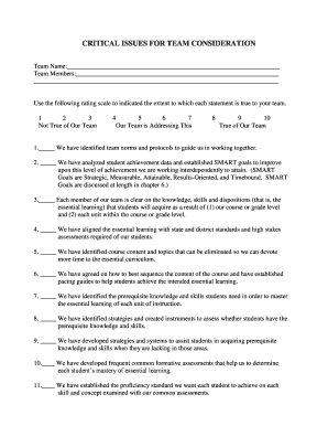 Team Norms and Student Achievement Assessment Form