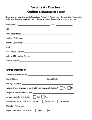 Parents As Teachers Online Enrollment Form