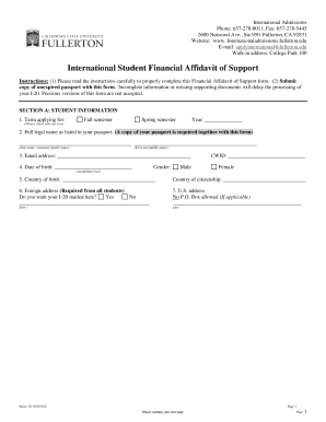 International Student Financial Affidavit of Support