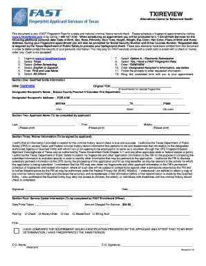 Texas Criminal History Record Check Form