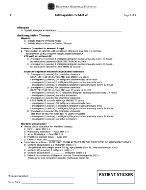 Anticoagulation Therapy Protocol