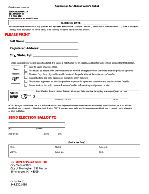 Absent Voter's Ballot Application