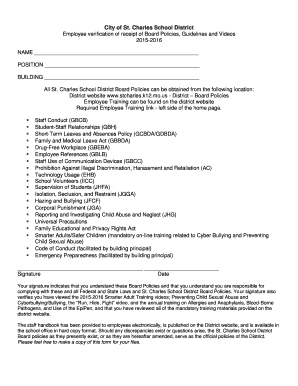 Employee Verification of Board Policies Receipt
