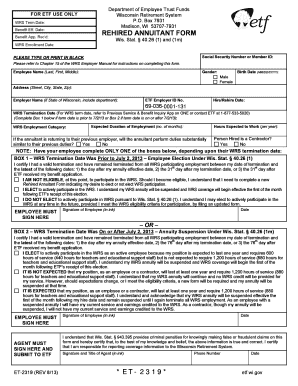 Wisconsin Rehired Annuitant Form