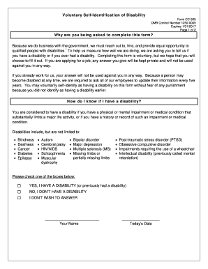 Voluntary Self-Identification of Disability Form CC-305