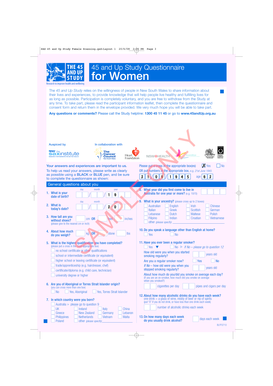 45 and Up Study Female Questionnaire
