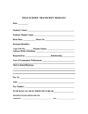 High School Transcript Request Form