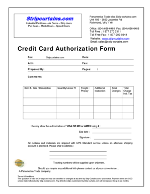 Credit Card Authorization Form