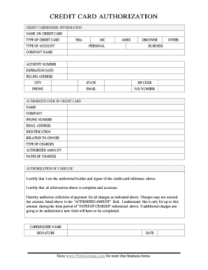 Credit Card Authorization Form