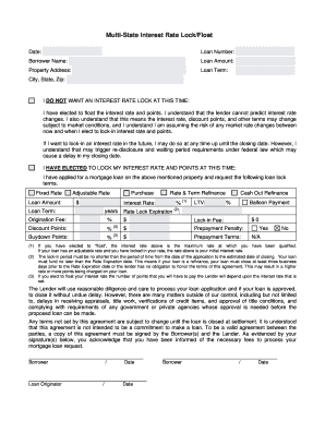 Interest Rate Lock/Float Agreement